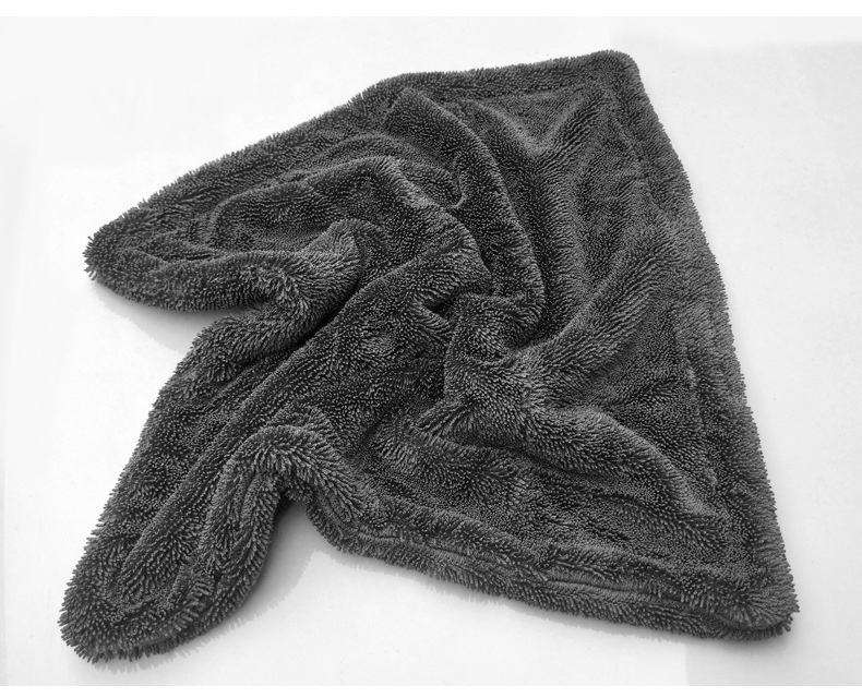 1200 Gsm Double Layer Dark Gray Quick-Dry Microfiber Car Wash Towel for Cleaning