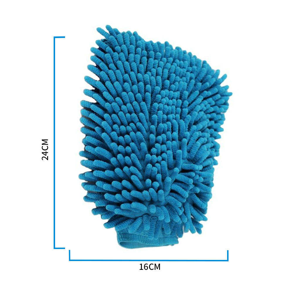 BSCI Custom Soft Chenille Car Cleaning Brush Microfibre Fleece Chenille Wash Mitt Polyester Fabric Microfiber Gloves