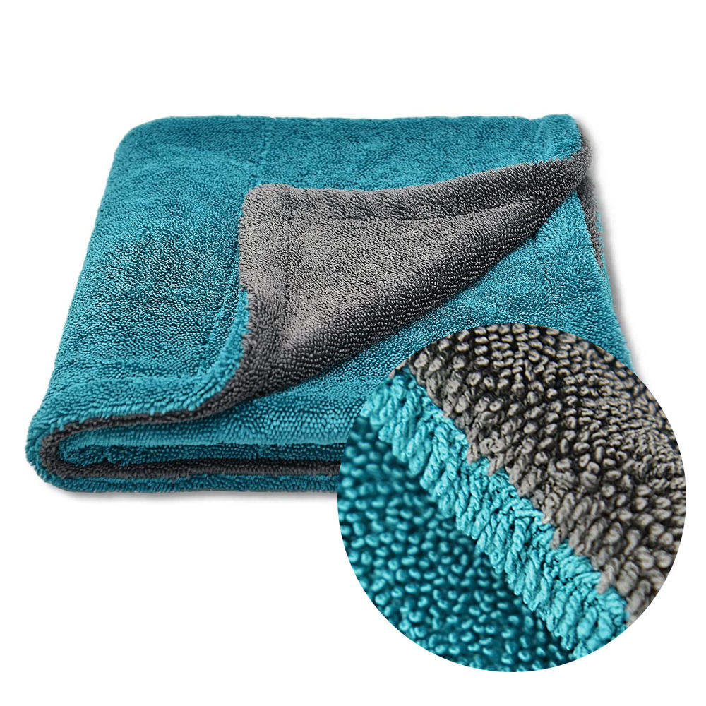 Quick Dry Premium 1200gsm 40*40cm 60*90cm Two Layers Purple Auto Detailing Cloth Microfiber Car Wash Cleaning Drying Towel