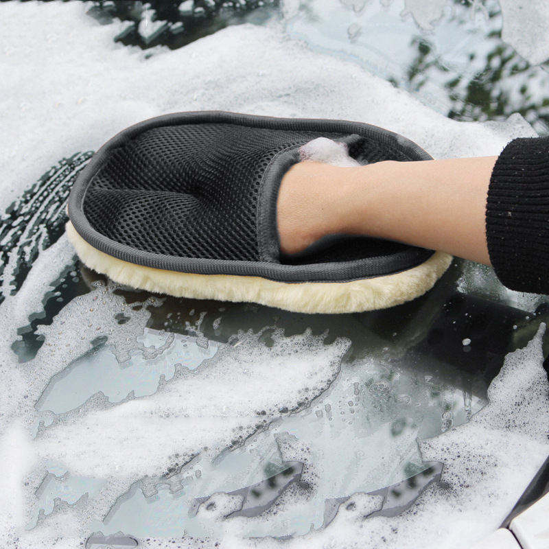 Polishing Microfiber Automobile Washing Soft Wax Car Cleaning Glove Artificial Wool Mitt Gloves for Car Wash