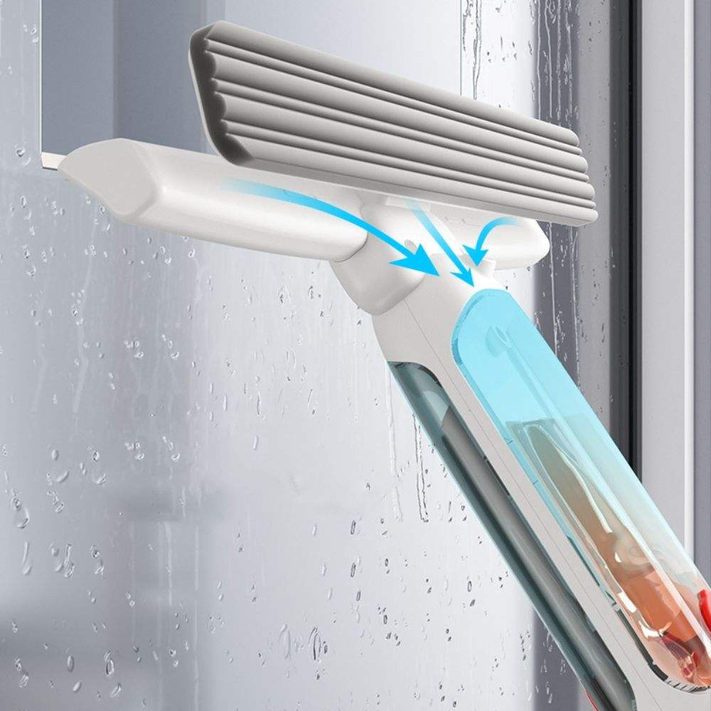 Long Handle Double Use Spray Window Squeegee Microfiber Rubber Glass Spray Window Wiper Squeegee