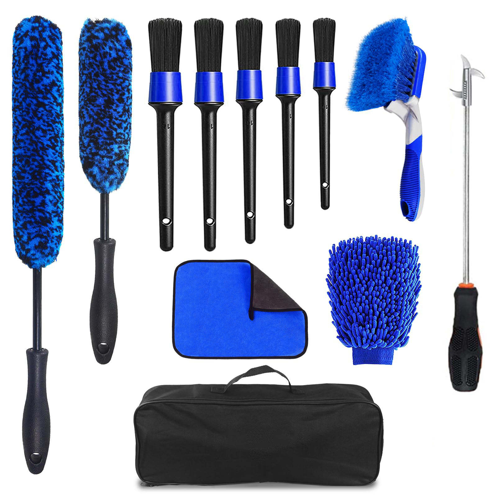 25Pcs Microfibre Car Wash Cleaning Tools Set with Storage Box Towels Applicator Pads Sponge Wheel Brush Car Accessories