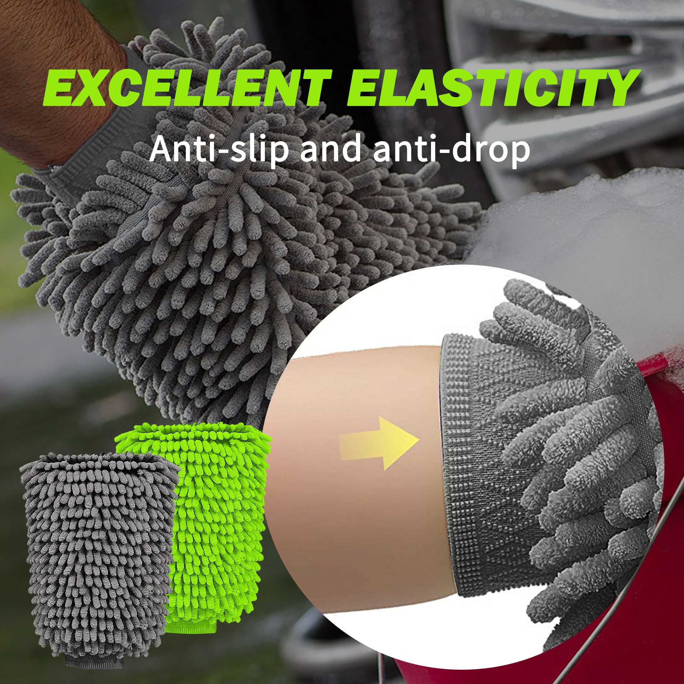 Chenille Car Wash Mitt Super Soft Car Microfiber Cleaning Detailing Wash Mitts Gloves for Car Detailing Auto