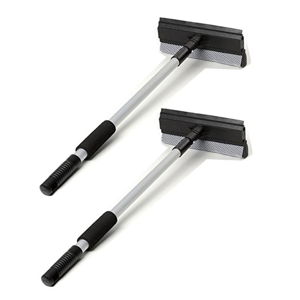 Double Sided Flexible Window Squeegee with Spring Joint and Extensible Pole used for Screen Window and Glass Window