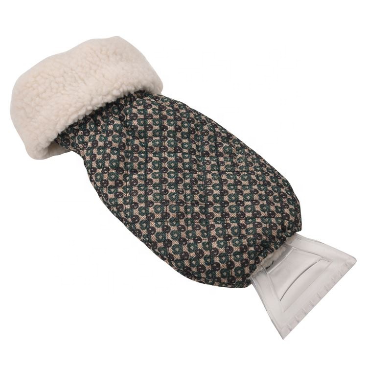 Heavy Duty Car Windscreen Mitt Snow Removal Fleece Lined Custom Ice Scraper With Glove
