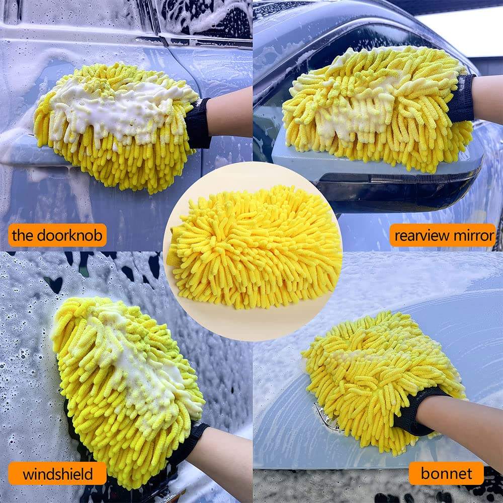 20x30cm Double Side Chenille Noodles Microfiber Wash Mitt Cleaning Glove Pad for Car Detailing Auto Detailing House Cleaning
