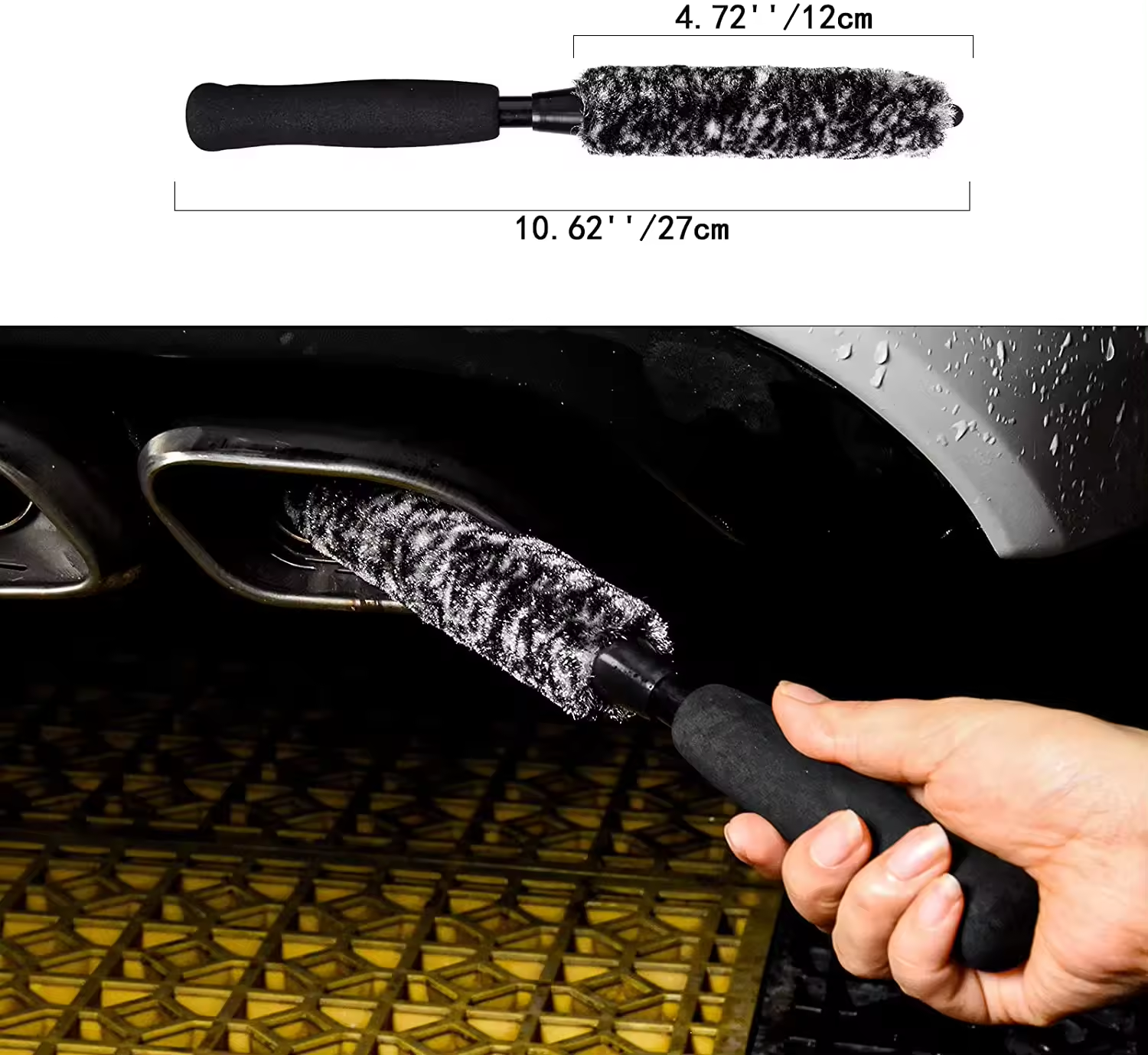 2PCS Long Handle premium microfiber car detailing wheel cleaning brush rim hub brush