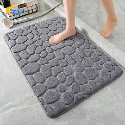 Soft Memory Foam Shower Bathroom Bath Floor Mat Rugs Quick Dry Super Water Absorbent Non Slip Stone Bath Mat