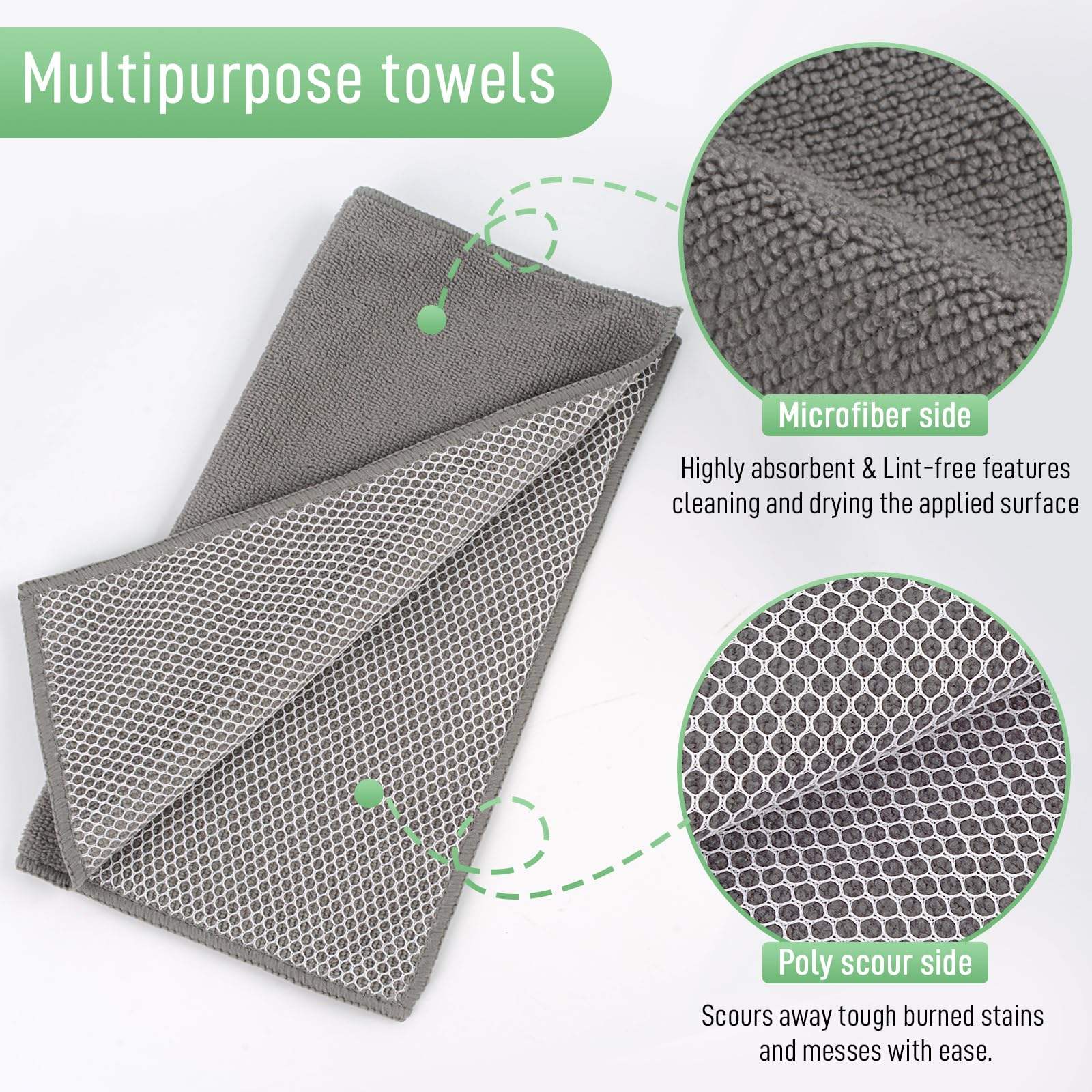 Poly Scour Scrubbing Side Microfiber Cleaning Cloths Microfiber Dish Cloths For Kitchen