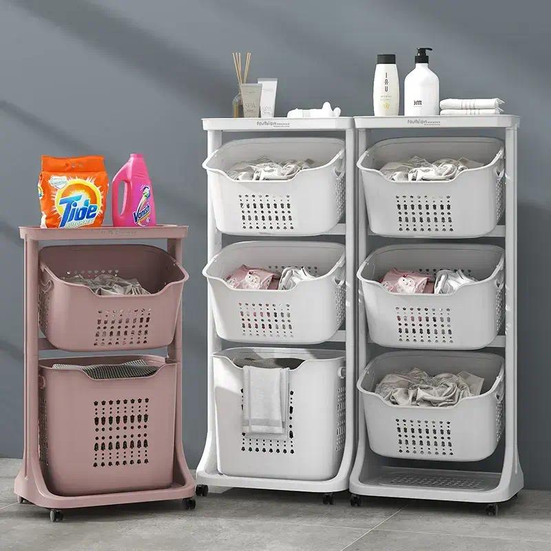 Multipurpose Vertical Rolling Layered Detachable Plastic Laundry Storage Basket