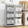 Multipurpose Vertical Rolling Layered Detachable Plastic Laundry Storage Basket