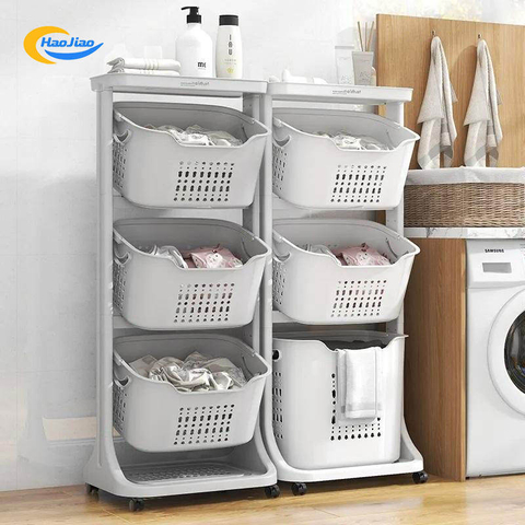 Multipurpose Vertical Rolling Layered Detachable Plastic Laundry Storage Basket