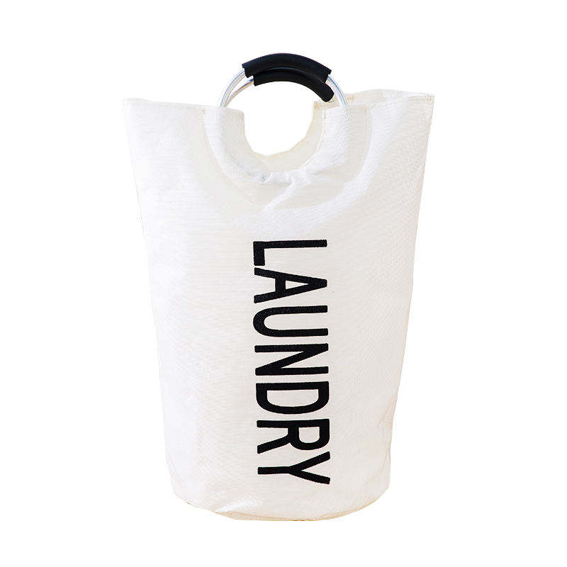 Custom Logo Collapsible Oxford Fabric Laundry Hamper Foldable Canvas Bathroom Cloth Basket Handles Storage Washing Box Home