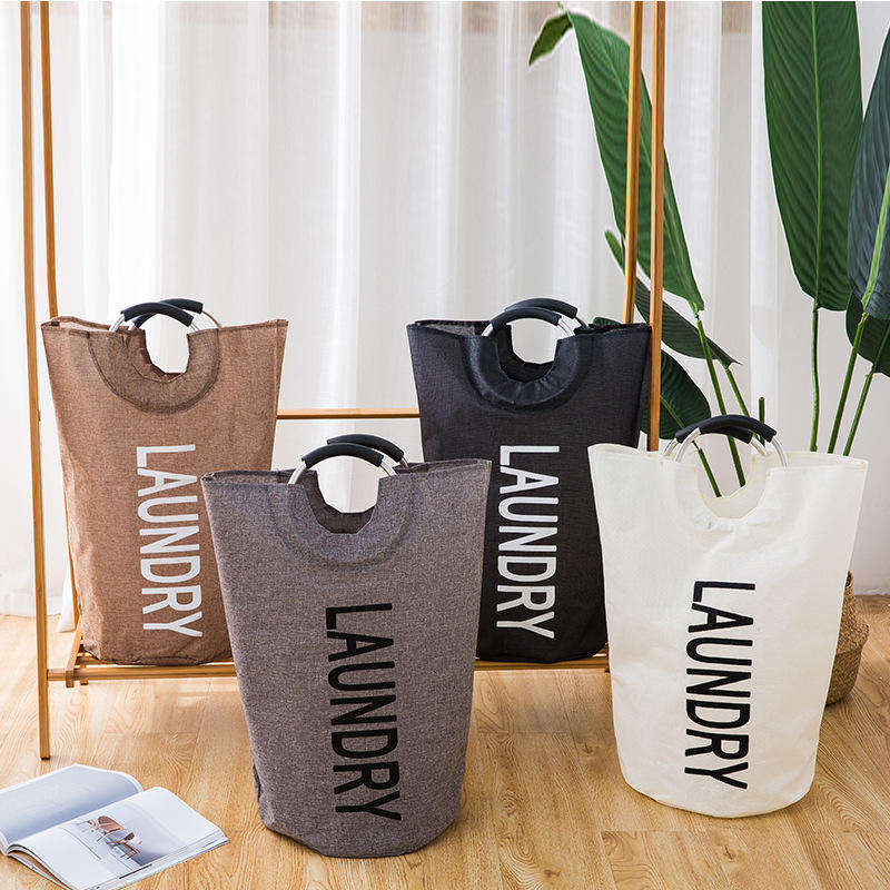 Custom Logo Collapsible Oxford Fabric Laundry Hamper Foldable Canvas Bathroom Cloth Basket Handles Storage Washing Box Home