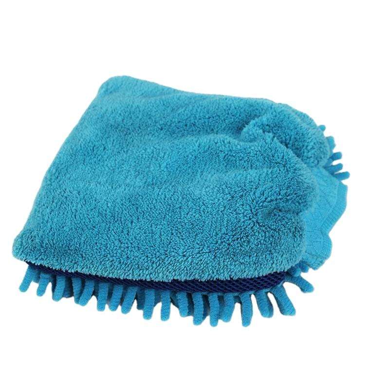 Custom Car Cleaning Gloves Chenille Coral Reversible Car Cleaning Gloves Absorbent Clean Stain Removal Car Wash Gloves