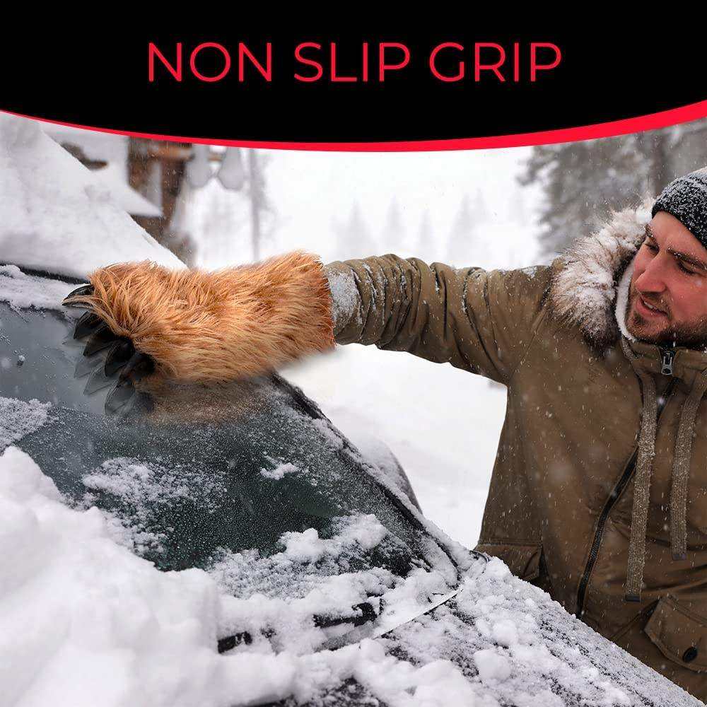 Car Plastic Ice Scraper Mitt Ice Scraper with Glove Foam Grip Snow Removal Shovel