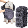 Custom Super Absorbent Quick Dry Chenille Microfiber Dog Towel for All Breeds Dogs Drying with Hand Pockets