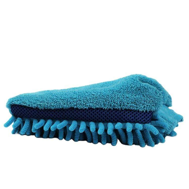 BSCI Custom Soft Chenille Car Cleaning Brush Microfibre Fleece Chenille Wash Mitt Polyester Fabric Microfiber Gloves