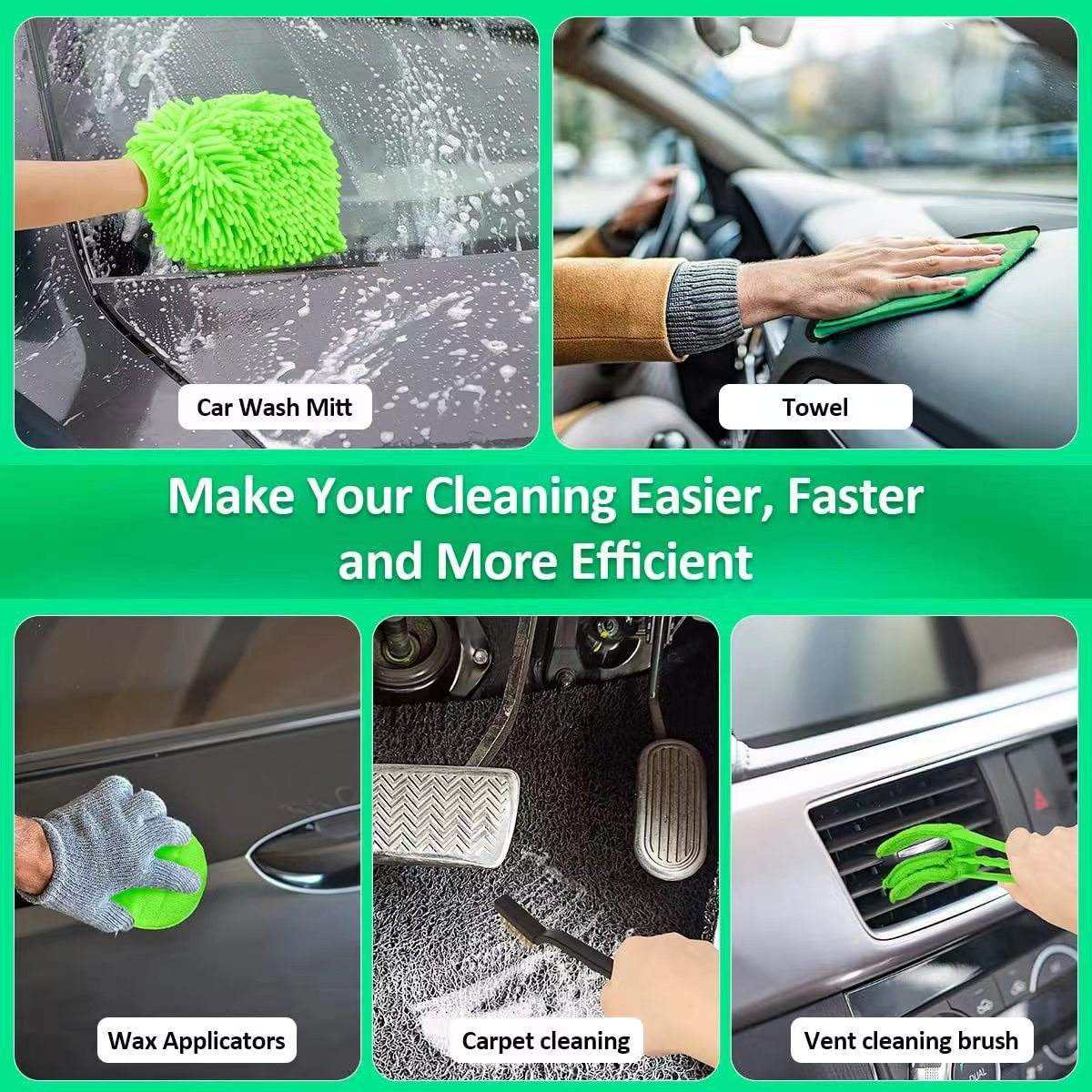 21pcs Interior Detailing Car Wash Cleaning Tool Kit With Towels Drill Brushes