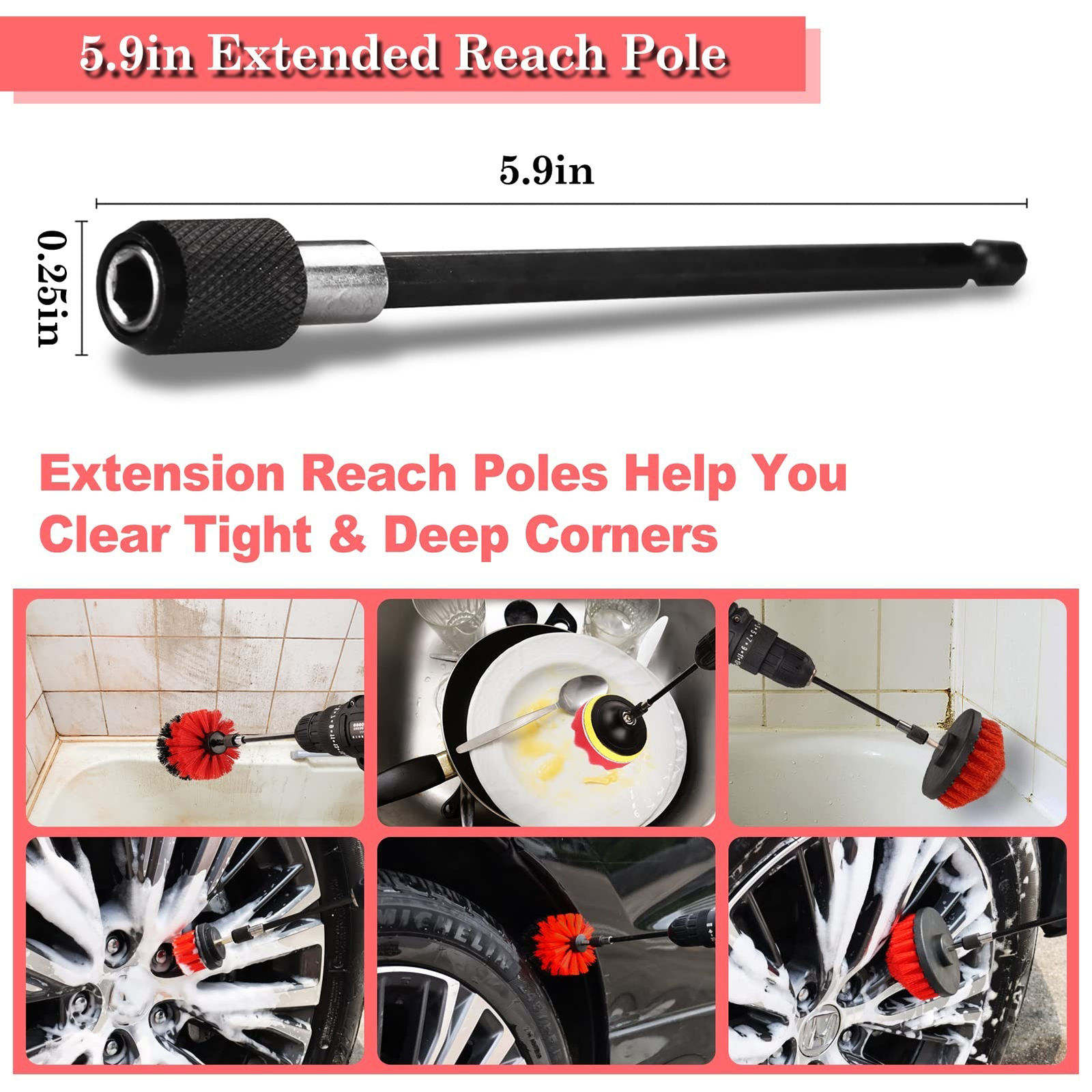 24 Pcs Car Detailing Brush Set Drill Soft Brushes Wash Kit with Cleaning Gel for Interior Exterior Wheels Dashboard