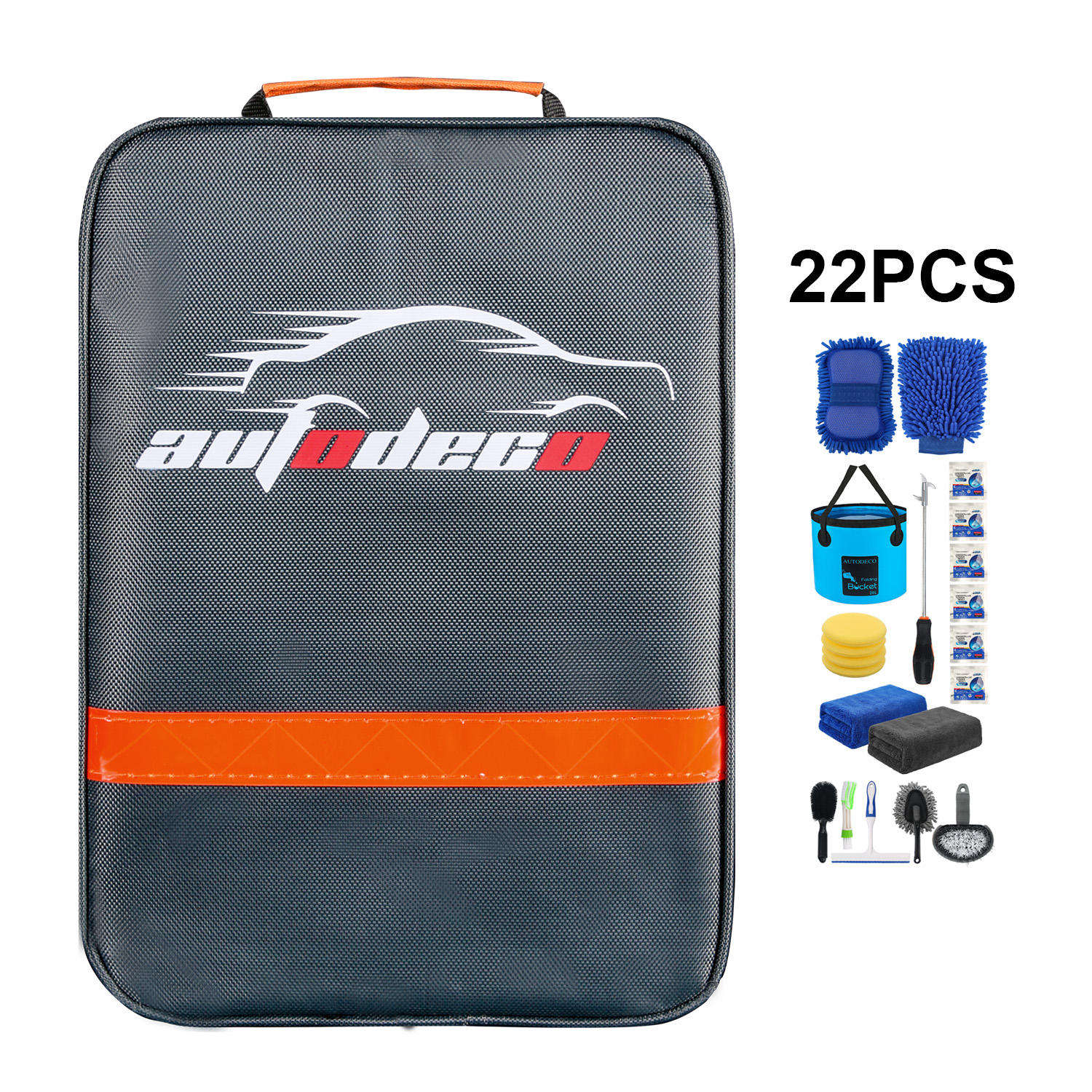 10pcs Portable Car Wash Kit with Bag Microfiber Cloth Wash Mitt Tire Brush Auto Care Tools Set