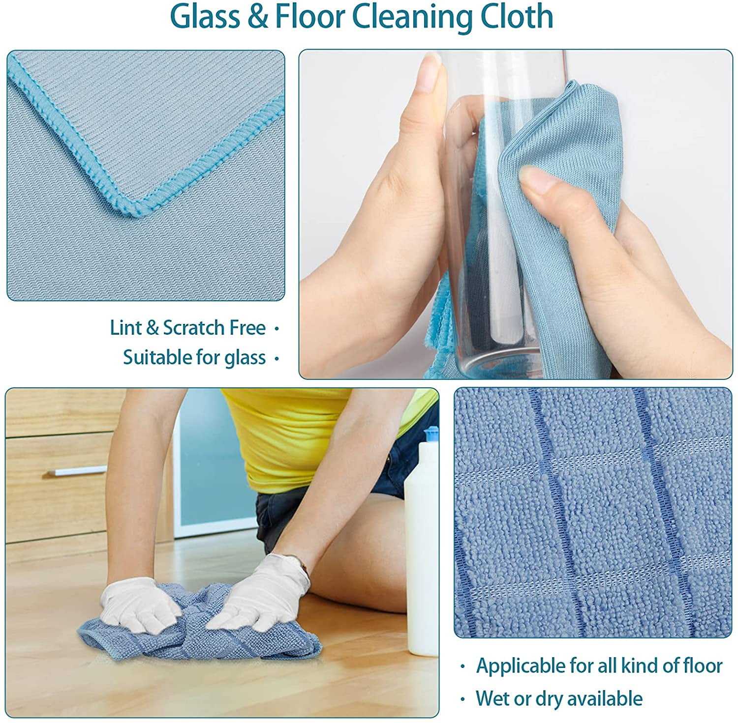 Esun Multi-purpose Microfiber Cleaning Cloths Absorbent Fast Drying Household Glass Cloths Kitchen Toallas De Microfibra Sets