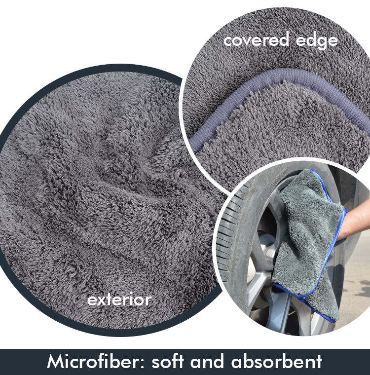 600gsm High Quality Thicken Coral Velvet Two-Color Double-Sided Microfiber Cleaning Drying Car Towel