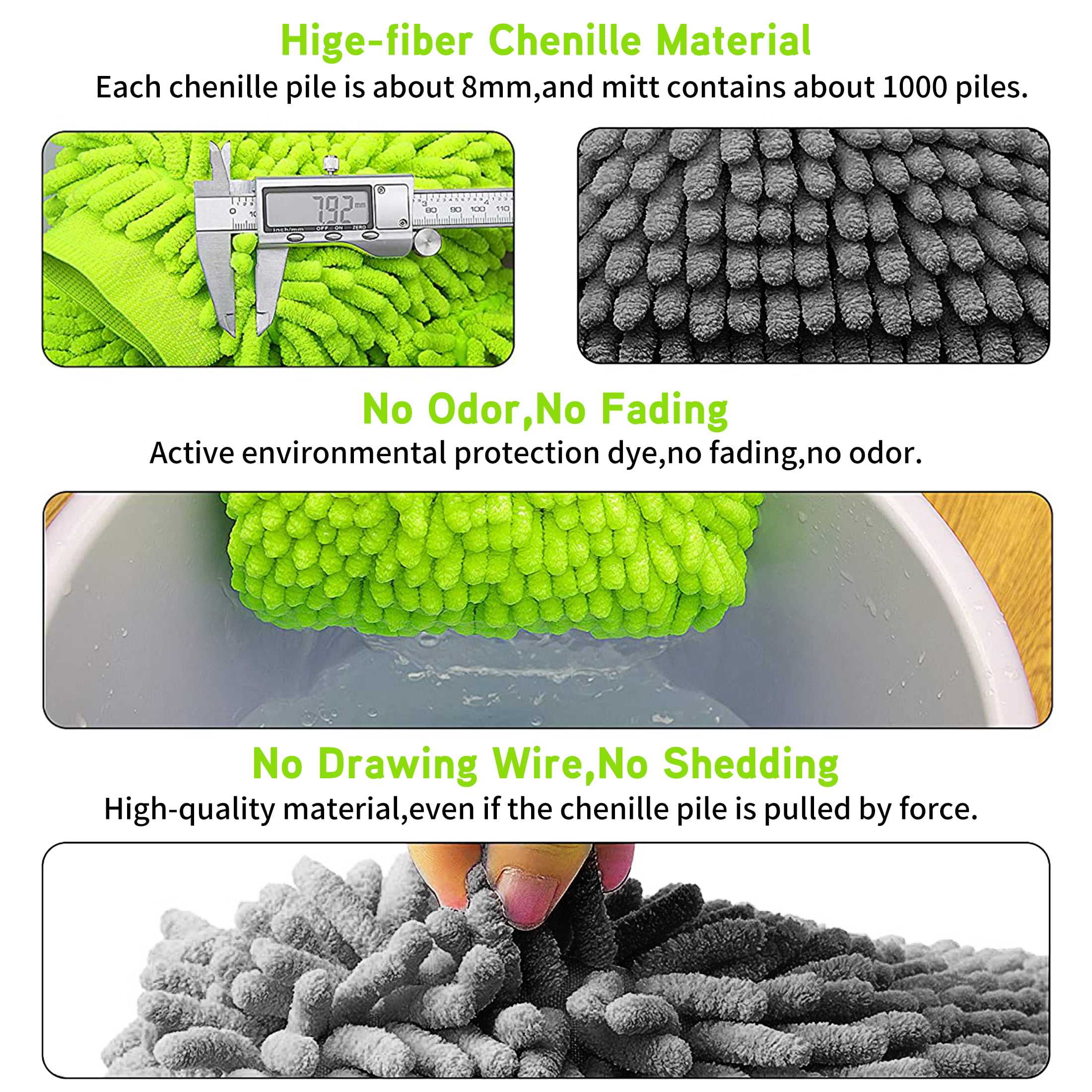 Chenille Car Wash Mitt Super Soft Car Microfiber Cleaning Detailing Wash Mitts Gloves for Car Detailing Auto