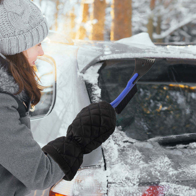 Waterproof Windshield Car Snow Cleaner and Ice Scraper with Warming Thick Fleece Oversleeve
