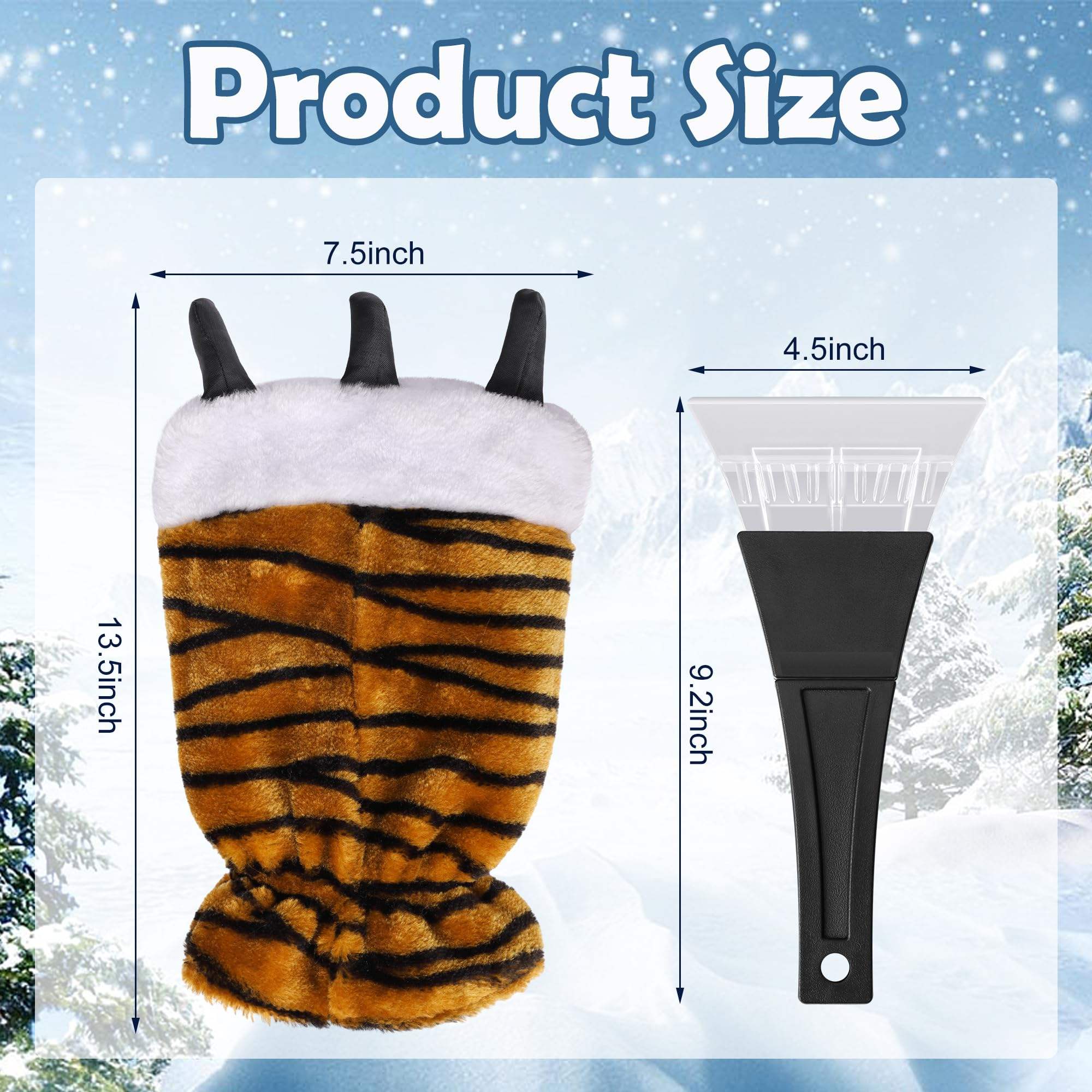 Custom Design Snow Remover Tool Waterproof Warming Snow Ice Scraper Glove for Car Window And Windshield