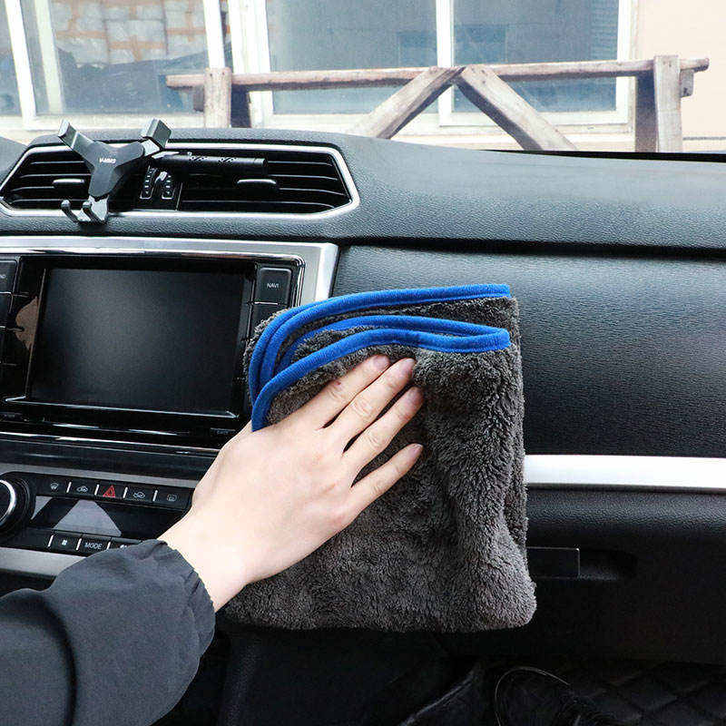 Custom Logo 1000 gsm Deluxe Dual Layer Absorbent Plush Car Wash Towel 1000gsm Microfiber Towel Car Cleaning Drying