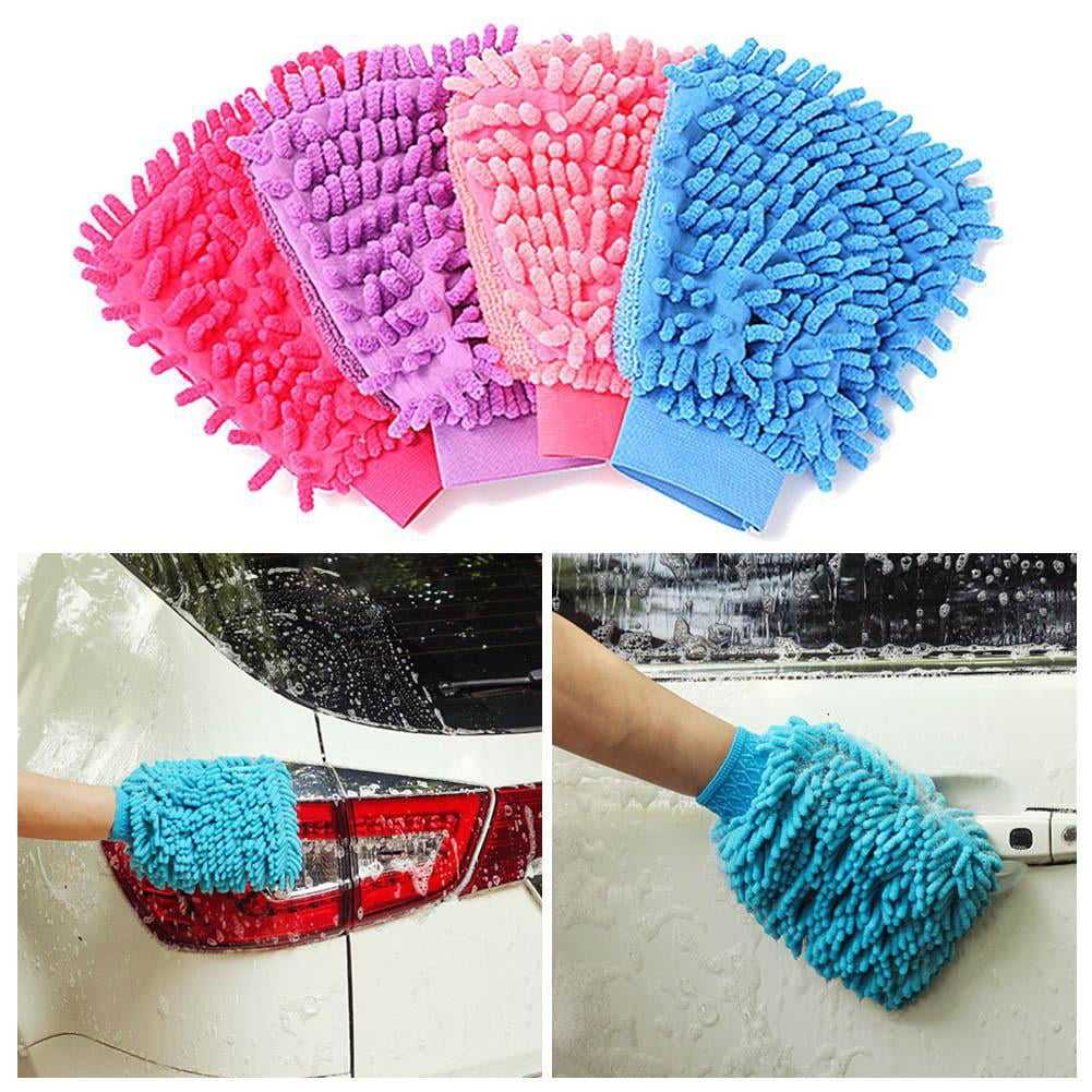 House Cleaning Microfiber Car Detailing Washing Gloves Wash Drying Mitts for Car Cleaning Blue