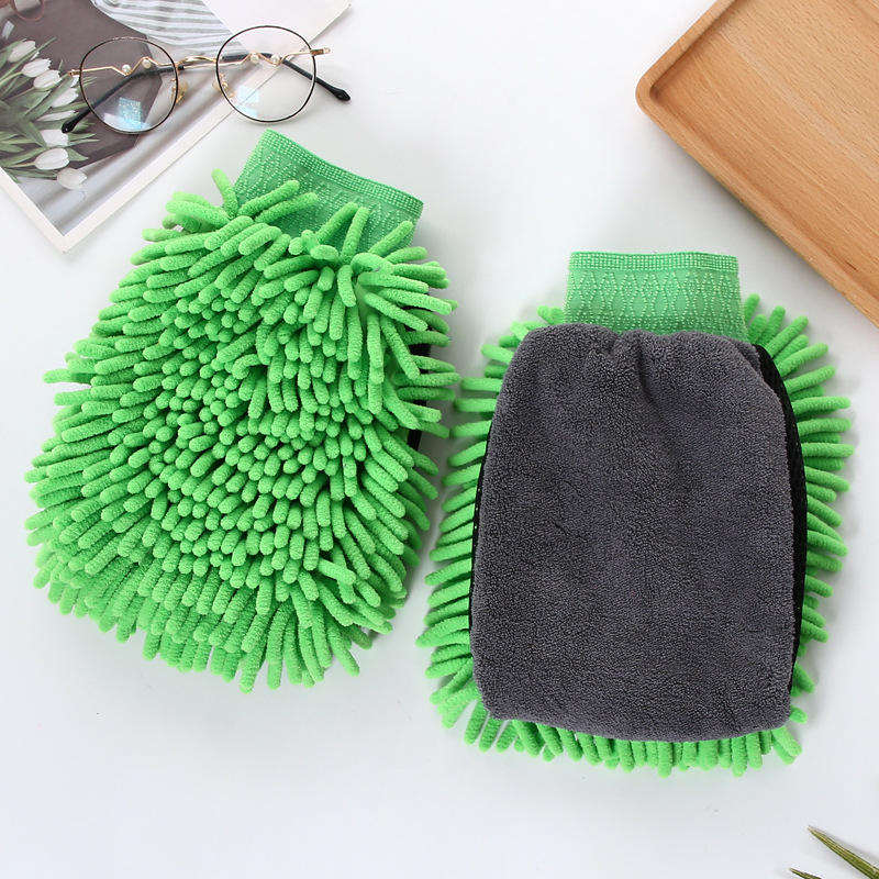 High Quality Thickened Chenille Scratch-Free Glove Microfiber Car Detailing Polishing Mitt 2-In-1 Microfiber Chenille Wash Mitt