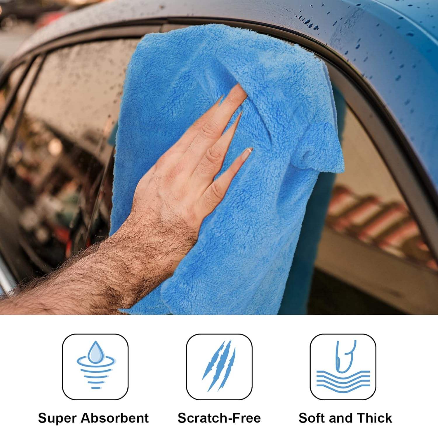 Car Drying Wash Detailing Buffing Polishing Towel with Plush Edgeless Microfiber Cleaning Cloth