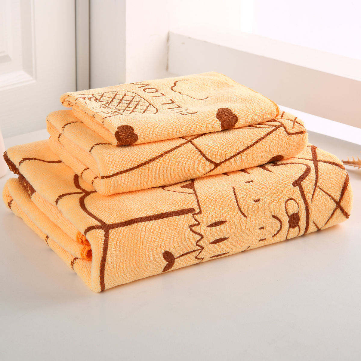 Cotton Bath Towel Thickened Absorbent Gift Three-Piece Towel Set