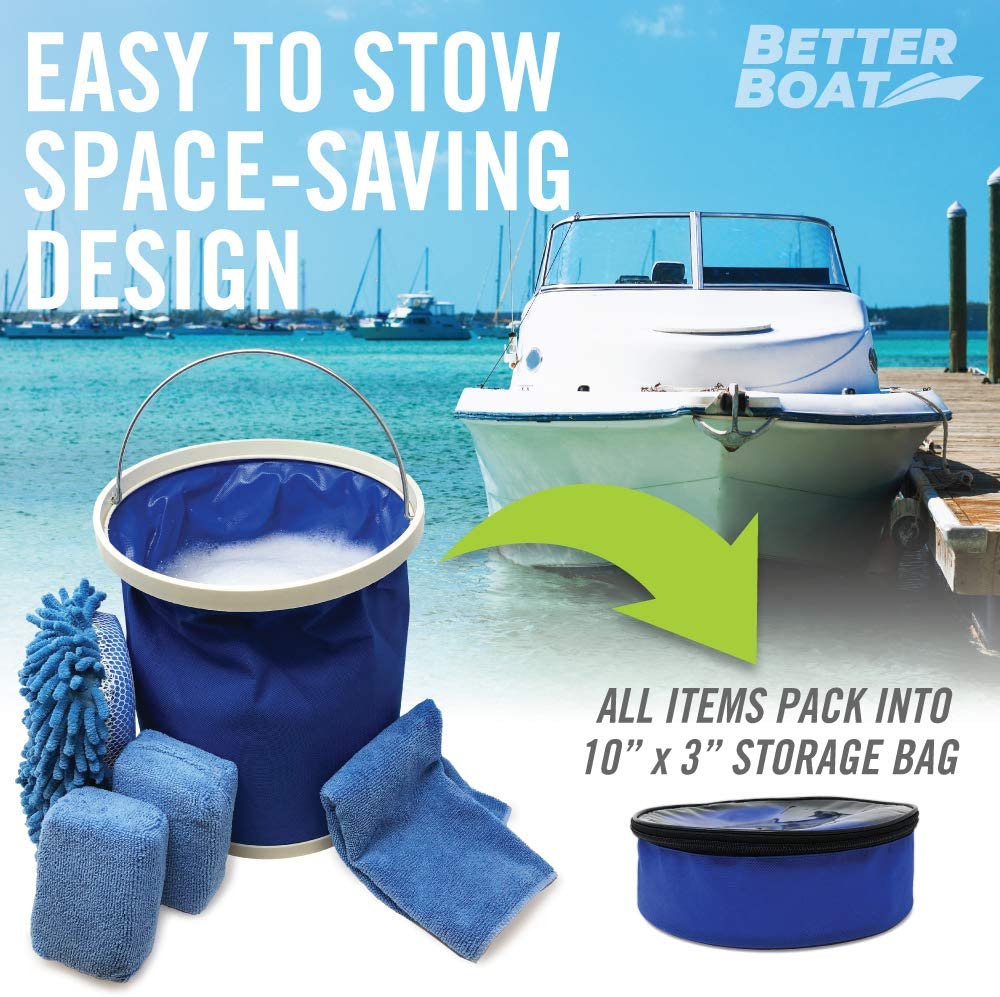 Interior Exterior Cleaning Kit Microfiber Sponge Bucket and Microfiber Wash Cloths