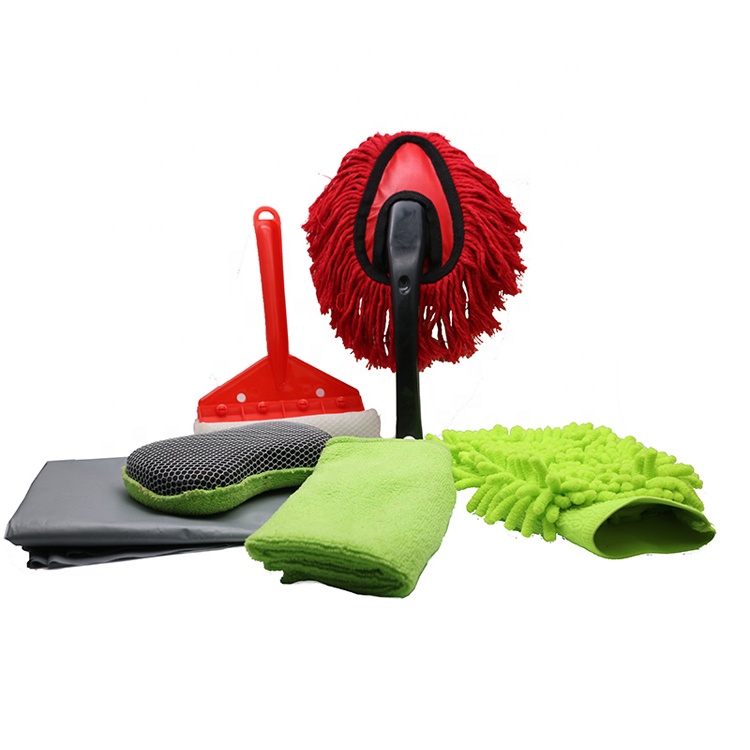 Portable 7 PCS care set cleaning washing care tool kit microfiber car wash & detailing kit car cleaning set