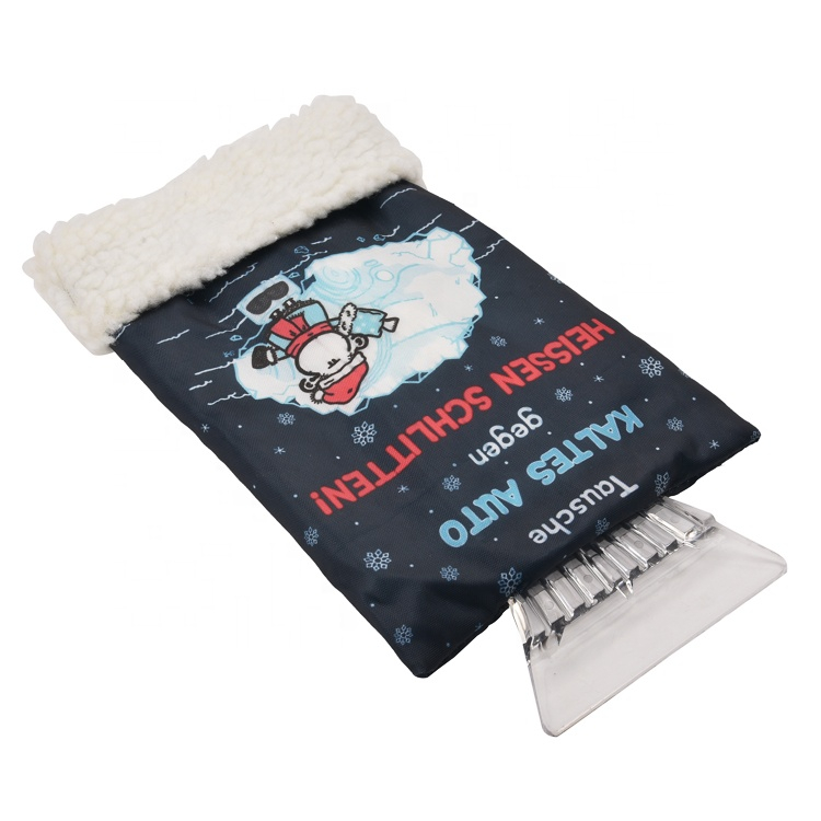 210D Oxford Cloth Custom logo plastic ice scraper with glove windshield snow scrapers ice scraper mitten