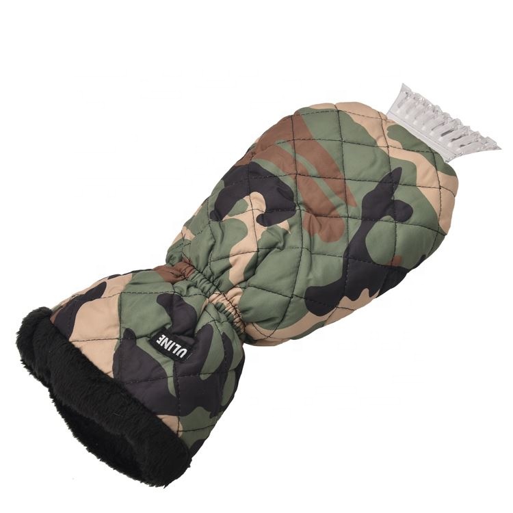 Custom Snow Removal Fleece Lined Glove Plastic New Style With Gloves Car Windscreen Ice Scraper Mitt