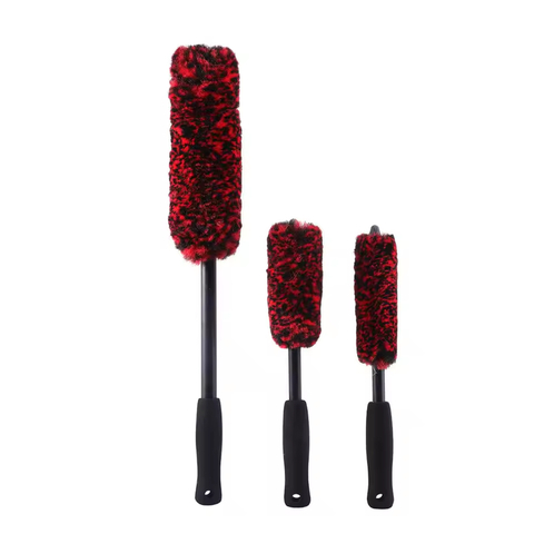 Efficient cleaning 3PK Bendable Synthetic wool wheel brush Auto Detailing Brush Set