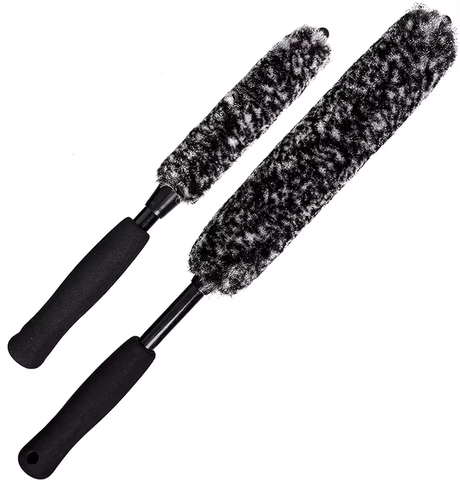 2PCS Long Handle premium microfiber car detailing wheel cleaning brush rim hub brush