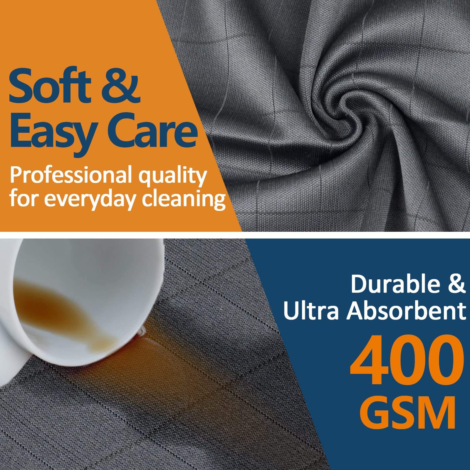 400GSM Carbon Microfiber Lint Free Streak Free Cleaning Cloth Reusable for Auto Detailing Drying Wash Mirror Kitchen Dish