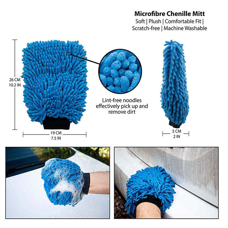 8pcs Premium Microfiber Car Wash Kit Car Detailing Brush Chenille Mitt Microfiber Towels