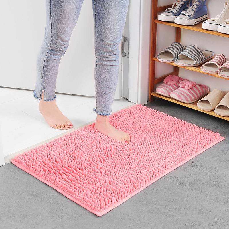Chenille Soft Quick Dry 2-Ply Non-Slip Bathroom Mat Kitchen Rugs Thin Pile 3D Printed Washable Machine