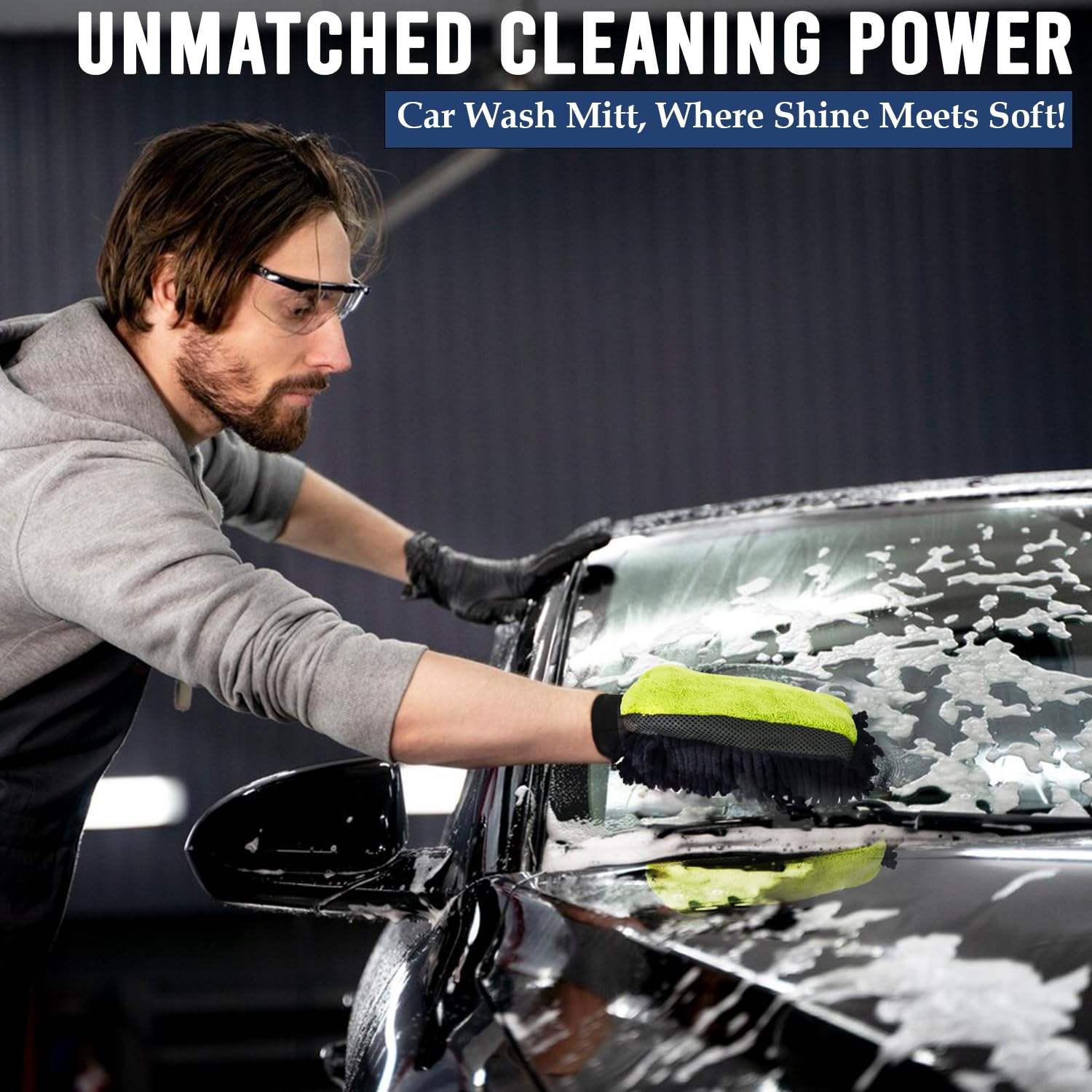 Customized Car Care Products Auto Detailing Car Wash Waterproof Gloves Noodles Microfiber Car Cleaning Glove