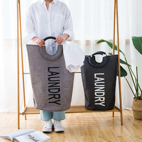 Custom Logo Collapsible Oxford Fabric Laundry Hamper Foldable Canvas Bathroom Cloth Basket Handles Storage Washing Box Home