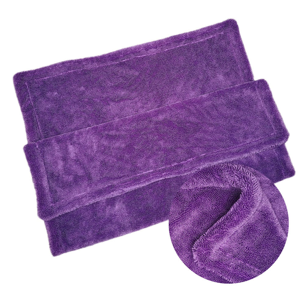 Quick Dry Premium 1200gsm 40*40cm 60*90cm Two Layers Purple Auto Detailing Cloth Microfiber Car Wash Cleaning Drying Towel
