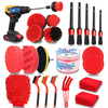 24 Pcs Car Detailing Brush Set Drill Soft Brushes Wash Kit with Cleaning Gel for Interior Exterior Wheels Dashboard