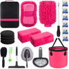 31pcs Pink Car Cleaning Kit Set Car Wash Kit With Canvas Bag Cleaning Gloves Other Car Cleaning Tools