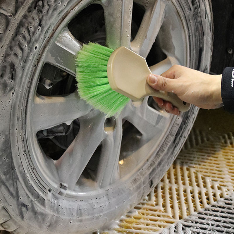 Car Wheel Tire Cleaning Brush Auto Hub Tyre Detailing Wash Brushes With Short Handle